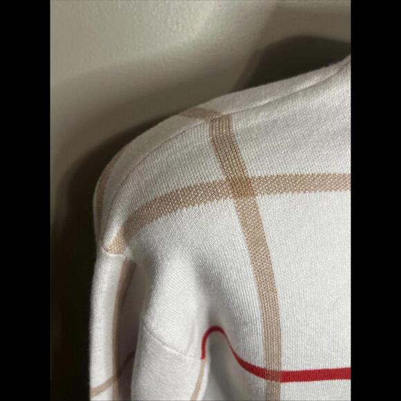 Tahari Women's Square Block Sweater in Red and Gold, Holiday Wear, Size L - Picture 2 of 7